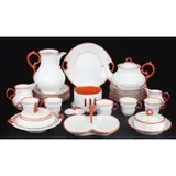 Kpm, Red and White Porcelain Tea Service