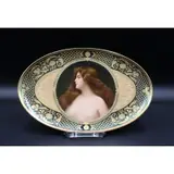 Kpm, German Porcelain Enameled Portrait Plaque, Rare form with raised enamel work