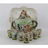Meissen, Porcelain Tray Together with, Porcelain Punch Bow & Cups