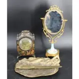 Sèvres, Mirror, Clock & Bronze Tray & Letter Opener, Clock 8" & Bronze 11"