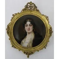 Marked Framed Round Porcelain Plaque by Kpm, sold Apr 2022