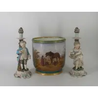 ? Figural Candlesticks And A Large by Meissen, Old Paris Porcelain Planter As / Is, sold Mar 2022