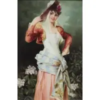 Signed Porcelain Plaque Lady with Fan by Kpm, sold Dec 2018