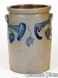 Solomon Bell, 4 Gal. SOLOMON BELL / STRASBURG / VA Stoneware Jar w/ Floral Decoration, circa 1875, Stoneware