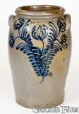 B.C. Milburn, Fine B. C. MILBURN / ALEXA. Stoneware Jar with Slip-Trailed Floral Decoration, circa 1850, Stoneware