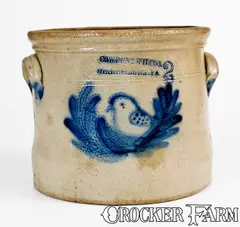 Cowden & Wilcox, COWDEN & WILCOX / HARRISBURG, PA Stoneware Crock w/ Bird Decoration, circa 1865, Stoneware