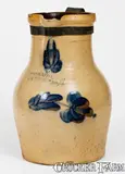 F.H. Cowden, One-Gallon F.H. COWDEN / HARRISBURG Stoneware Pitcher with Tin Make-Do Handle