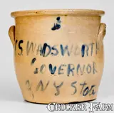 J. S. Wadsworth, Rare J. S. WADSWORTH / GOVERNOR / OF NY STATE Stoneware Jar, circa 1862, Stoneware