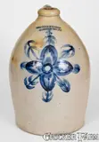 Fine COWDEN & WILCOX / HARRISBURG, PA Stoneware Jug w/ Pinwheel Design by Cowden & Wilcox, circa 1865, Stoneware, sold Mar 2018
