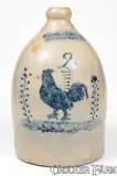 J. C. Waelde, Rare J. C. WAELDE / NORTH BAY Stoneware Jug w/ Elaborate Rooster Decoration