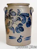 Hamilton, Fine 5 Gal. HAMILTON / GREENSBORO, PA Stoneware Jar, circa 1860, Stoneware