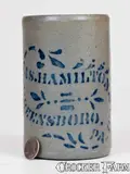 Jas. Hamilton & Co., Small-Sized JAS. HAMILTON & CO. / GREENSBORO, PA Stoneware Canning Jar, circa 1875, Stoneware