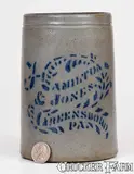 Hamilton & Jones, Small-Sized HAMILTON & JONES / GREENSBORO, PA Stoneware Canning Jar, circa 1875, Stoneware
