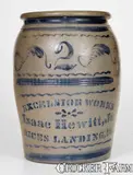 Excelsior Works, Fine EXCELSIOR WORKS / Isaac Hewitt, Jr. / RICES LANDING, PA Stoneware Jar, circa 1875, Stoneware
