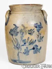 Mckenzie & Jackson, 3 Gal. MCKENZIE & JACKSON / BEAVER, PA Stoneware Jar w/ Floral Decoration, circa 1855, Stoneware