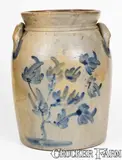 Mckenzie & Jackson, 3 Gal. MCKENZIE & JACKSON / BEAVER, PA Stoneware Jar w/ Floral Decoration, circa 1855, Stoneware
