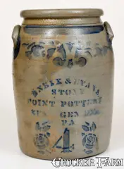 Eneix & Evans, Scarce ENEIX & EVANS. / STONY / POINT POTTERY / NEW GENEVA / PA Jar, circa 1875, Stoneware