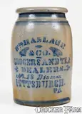Wm. Haslage & Co., WM. HASLAGE & CO. / PITTSBUGH, PA Western PA Stoneware Advertising Jar, circa 1875, Stoneware