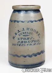 Thomas Proctor, Stoneware Jar with PROCTOR / WETZEL CO., W. VA Stenciled Advertising, circa 1875, Stoneware