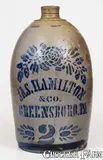 Jas. Hamilton & Co., 2 Gal. JAS. HAMILTON & CO. / GREENSBORO, PA Stoneware Jug, circa 1875, Stoneware