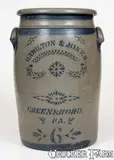 Hamilton & Jones, HAMILTON & JONES / GREENSBORO, PA Stoneware Jar with Stenciled Decoration, circa 1875, Stoneware
