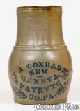 A. Conrad, Rare A. CONRAD. / NEW / GENEVA, / FAYETTE / CO. PA One-Gallon Stoneware Pitcher, circa 1875, Stoneware