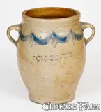 Commeraw's Stoneware, COMMERAWS / STONEWARE (Thomas Commeraw, NY) Vertical-Handled Stoneware Jar