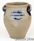 J. Remmey, Rare J. REMMEY / MANHATTAN WELLS / NEW YORK Incised Stoneware Jar