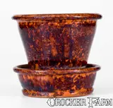 John W. Bell, JOHN W. BELL / WAYNESBORO, PA Redware Flowerpot w/ Manganese Decoration