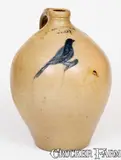 I. Seymour, "I. SEYMOUR / TROY (New York) Stoneware Jug w/ Incised Bird Decoration