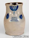 A.J. Buttler, A. J. BUTTLER / NEW BRUNSWICK, NJ Stoneware Pitcher w/ Floral Decoration, circa 1860, Stoneware