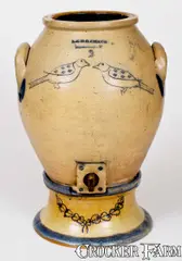 L. & B. G. Chase, L. & B. G. CHASE / SOMERSET Stoneware Water Cooler w/ Impressed Birds Decoration, circa 1850, Stoneware