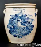 Cowden & Wilcox, Exceptional COWDEN & WILCOX / HARRISBURG, PA Stoneware Jar w/ Elaborate Bird Scene, circa 1865, Stoneware