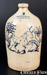 John Young. & Co, Extremely Rare JOHN YOUNG & CO. / HARRISBURG, PA Stoneware Deer Jug, circa 1856-1858, Stoneware