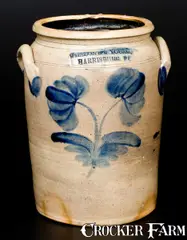 Willson's & Young, Very Rare WILLSON'S & YOUNG / HARRISBURG, PA Stoneware Jar with Floral Decoration, circa 1855, Stoneware