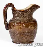 American Pottery Co., Rare AMERICAN POTTERY CO. / JERSEY CITY, N.J. Stoneware Hound-Handled Pitcher, circa 1840, Stoneware
