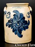 T. Harrington, Fine T. HARRINGTON / LYONS Three-Gallon Stoneware Jar w/ Cobalt Fylfot Decoration, circa 1860, Stoneware