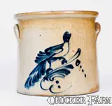 Riedinger & Caire, 2 Gal. RIEDINGER & CAIRE / POUGHKEEPSIE, NY Stoneware Crock with Bird Decoration