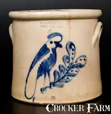4 Gal. F. B. NORTON & CO. / WORCESTER, MASS. Stoneware Crock with Parrot Decoration by F. B. Norton & Co, circa 1870, Stoneware, sold Oct 2017