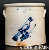 3 Gal. E. & L. P. NORTON / BENNINGTON, VT Stoneware Crock with Bird Decoration by E & L P Norton, circa 1870, Stoneware, sold Oct 2017
