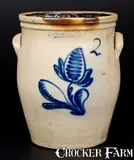 N. Clark & Co., 2 Gal. N. CLARK & CO. / ROCHESTER, NY Stoneware Jar with Floral Decoration