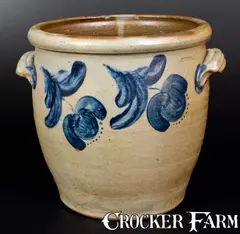 John Bell, 6 Gal. JOHN BELL / WAYNESBORO Stoneware Jar w/ Bold Cobalt Floral Decoration, circa 1850-1880, Stoneware
