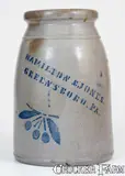 Hamilton & Jones, Fine HAMILTON & JONES / GREENSBORO, PA Stoneware Canning Jar w/ Cherries, circa 1875, Stoneware