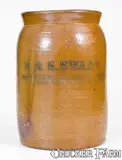 H. & S. Swank, Rare H. & S. SWANK / JOHNSTOWN, PA Stoneware Jar with Floral Decoration, circa 1880, Stoneware