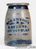 Mccarthey & Bayless, MCCARTHEY & BAYLESS / LOUISVILLE, KY Stoneware Advertising Canning Jar, circa 1875, Stoneware