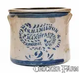 Jas. Hamilton & Co., 2 Gal. JAS. HAMILTON & CO. / GREENSBORO, PA Stoneware Crock, circa 1875, Stoneware