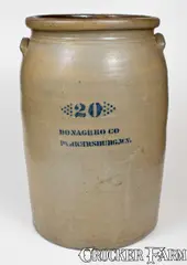 A. P. Donaghho Co, Rare 20 Gal. A. P. DONAGHHO CO / PARKERSBURG, W. Va. Stoneware Jar w/ Reversed "E", circa 1880, Stoneware