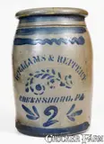Williams And Reppert, 2 Gal. WILLIAMS & REPPERT / GREENSBORO, PA Stoneware Jar