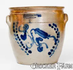 Farrars Pottery, Very Rare FARRARS POTTERY / FAIRFAX, VT Stoneware Jar, mid 19th century, Stoneware