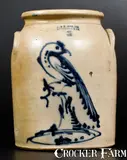 3 Gal. J. & E. NORTON / BENNINGTON, VT Stoneware Jar with Pheasant on Stump Decoration by J. & E. Norton, circa 1855, Stoneware, sold Oct 2017
